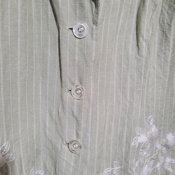 Emma James Linen Blend Green Striped Blazer Size 14 With Accents - Picture 4 of 6